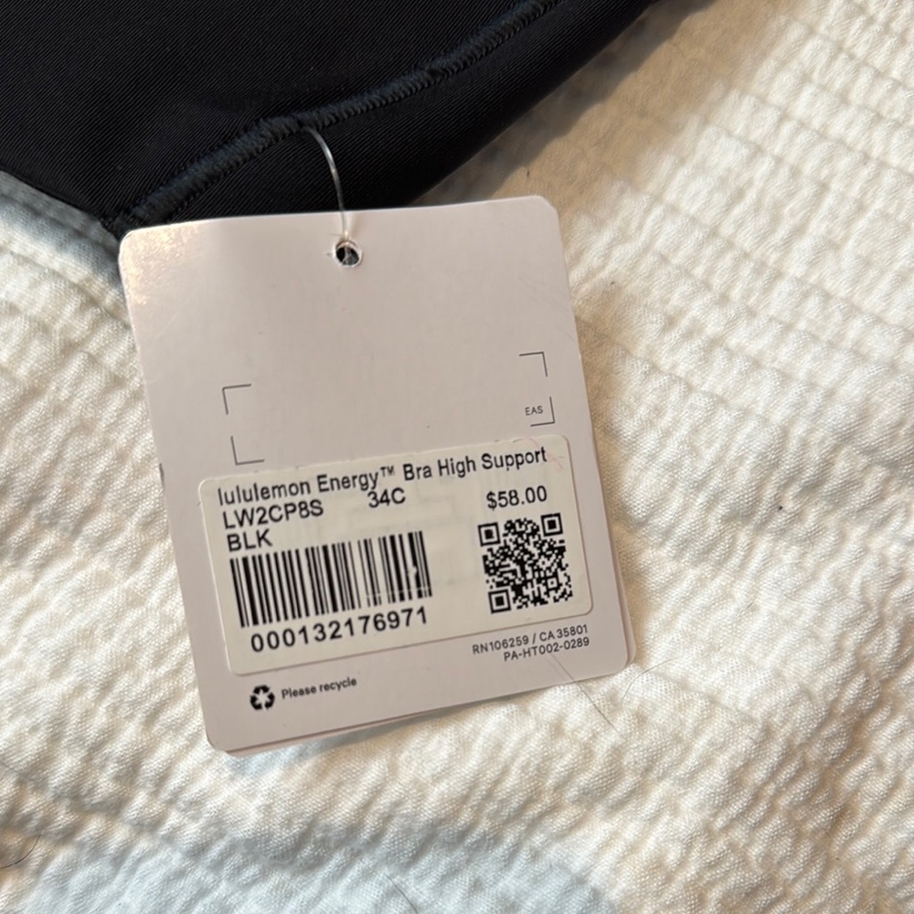 Lululemon Energy High Support Black Sports Bra with Cross-Back Design - Picture 2 of 3